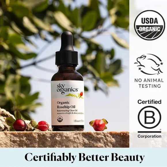 Organic Rosehip Oil - Rejuvenating Glow Oil โ Sky Organics, 1 fl oz - Picture 13 of 15